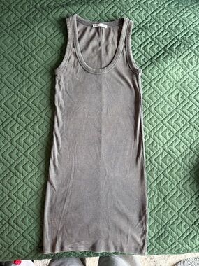 Zara Taupe Ribbed Sleeveless Mini Dress